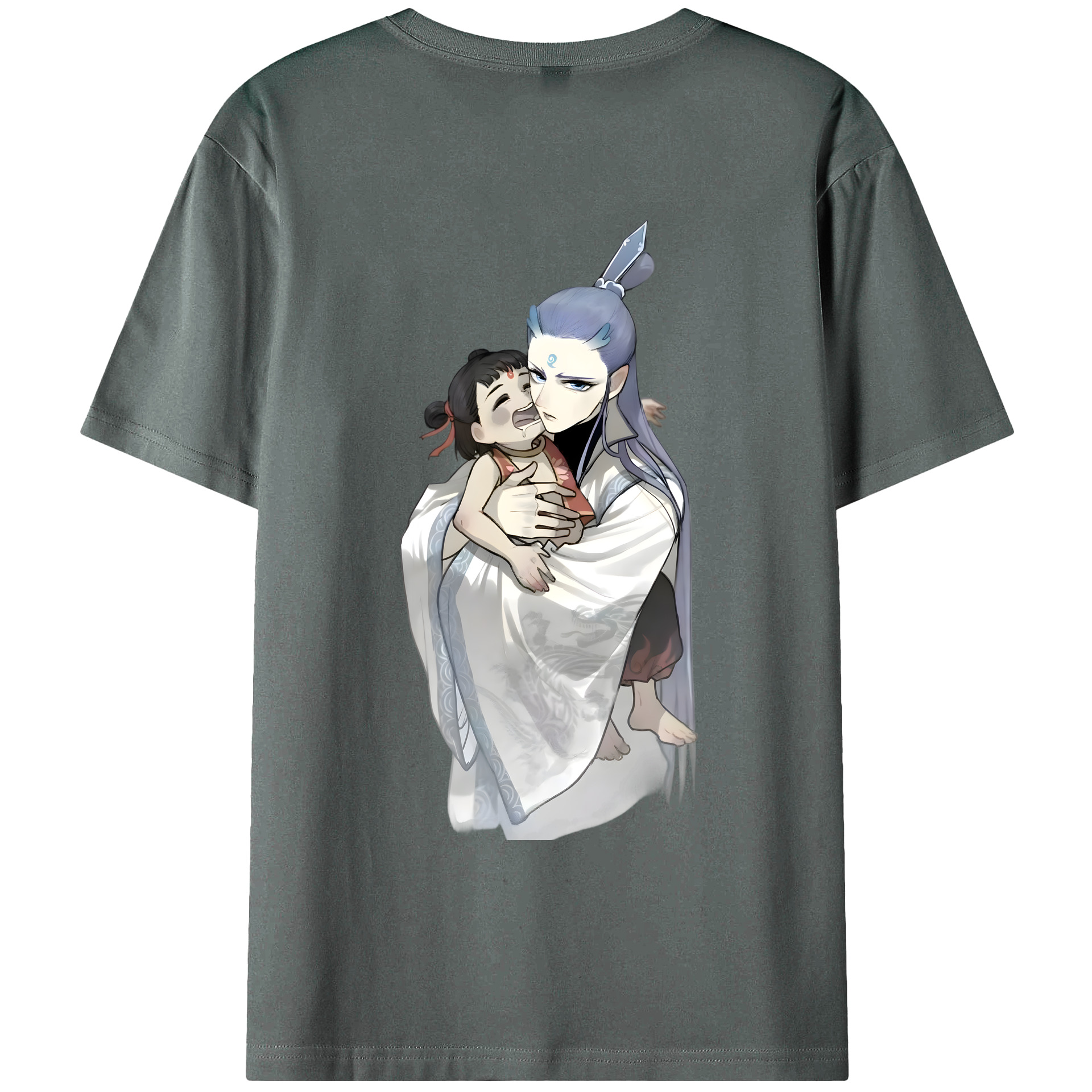 （画像用） Ne Zha 2 ナタ 魔童の大暴れ 綿100％ メンズ半袖Tシャツ（バックプリント） 通気性